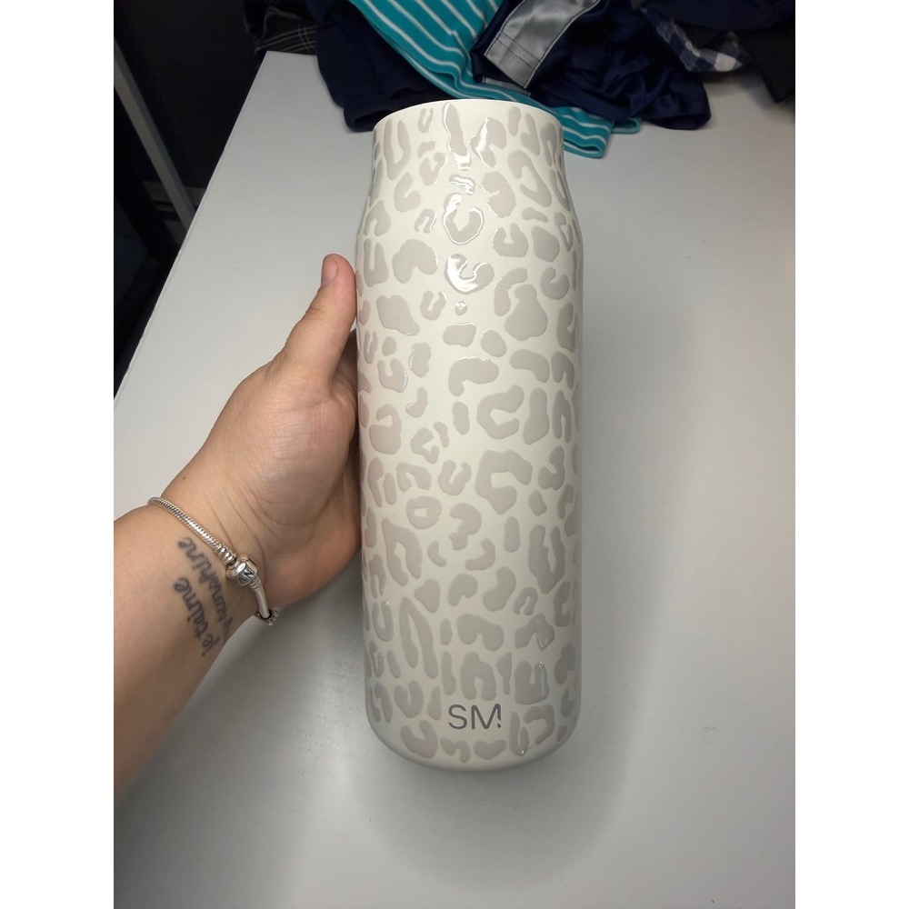 Simple Modern Mesa 34oz Water Bottle Cream Leopard Print Stainless Steel NO LID